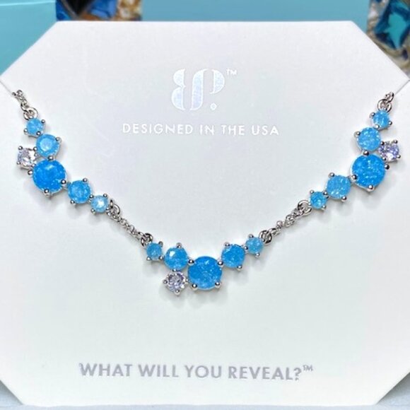 Aquamarine Ice Crystal Necklace RBP7286 Gem Drops - Picture 1 of 2